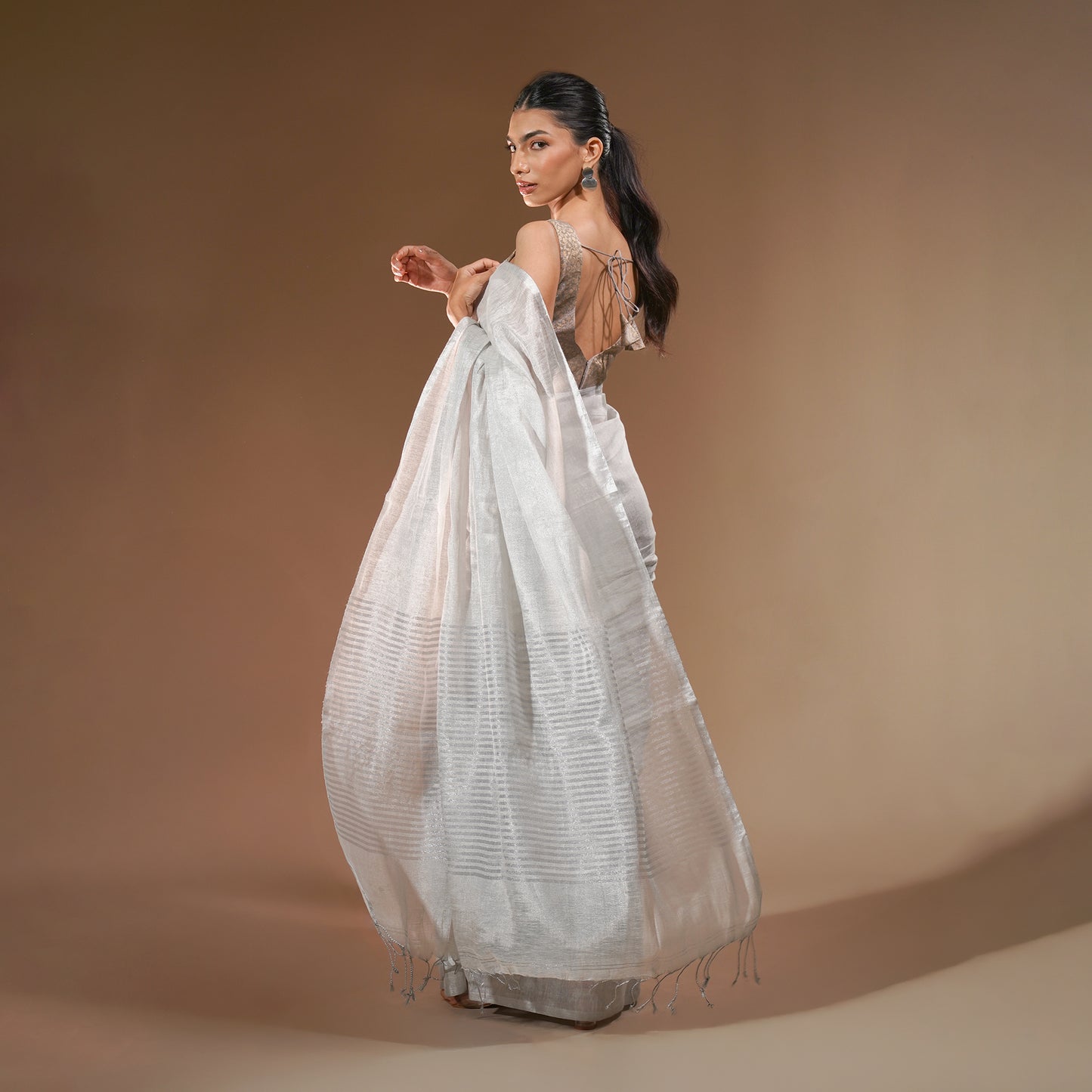 Chandi Tissue Linen Saree | With Blouse Piece