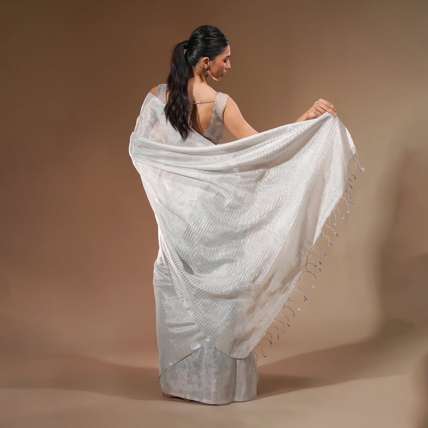 Chandi Tissue Linen Saree | With Blouse Piece