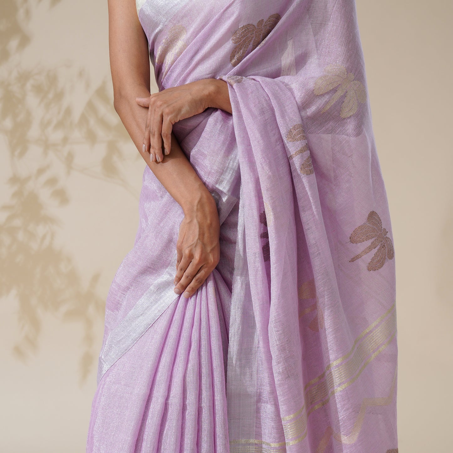 Shabnam Tissue Linen Silk Saree in Soft Lavender | With Blouse Piece