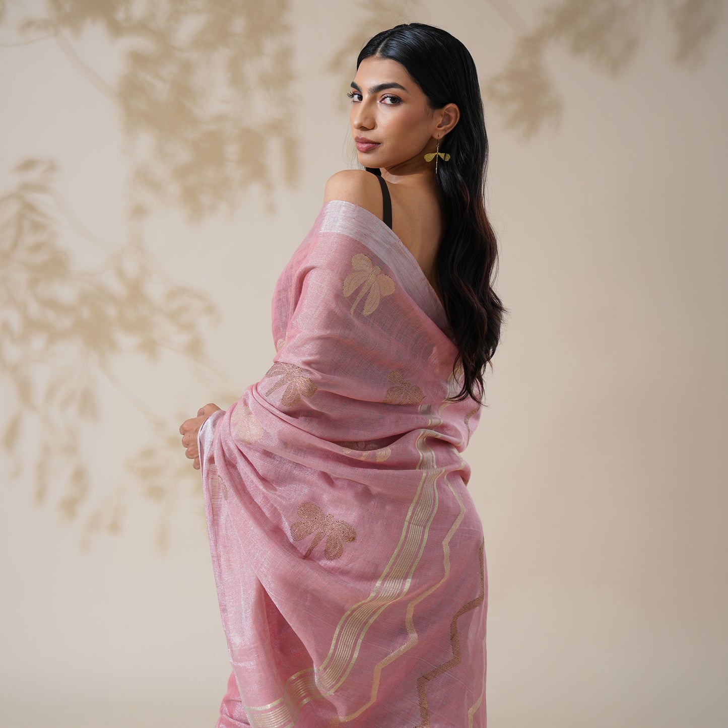 Titli Tissue Linen Silk Saree in Blush Pink | With Blouse Piece
