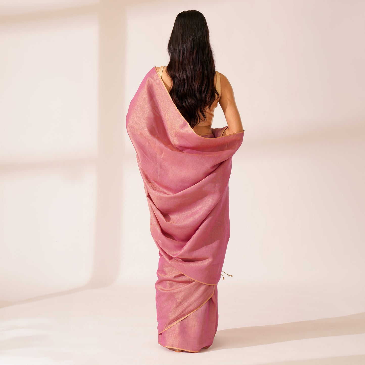 Pyaazi Tissue Linen Zari Saree | With Blouse Piece