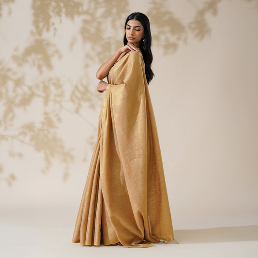 Sona Tissue Linen Zari Saree | With Blouse Piece