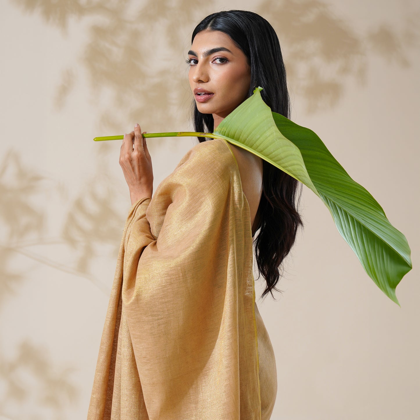 Sona Tissue Linen Zari Saree | With Blouse Piece