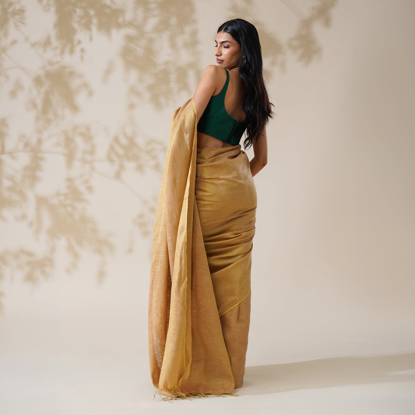 Sona Tissue Linen Zari Saree | With Blouse Piece