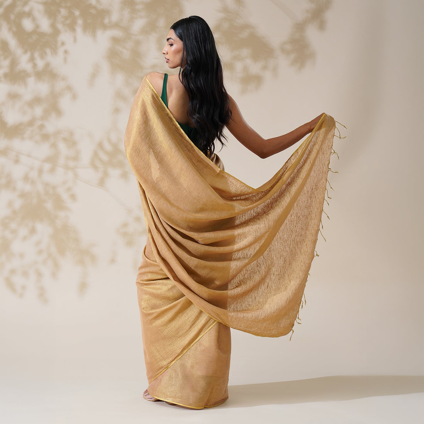 Sona Tissue Linen Zari Saree | With Blouse Piece