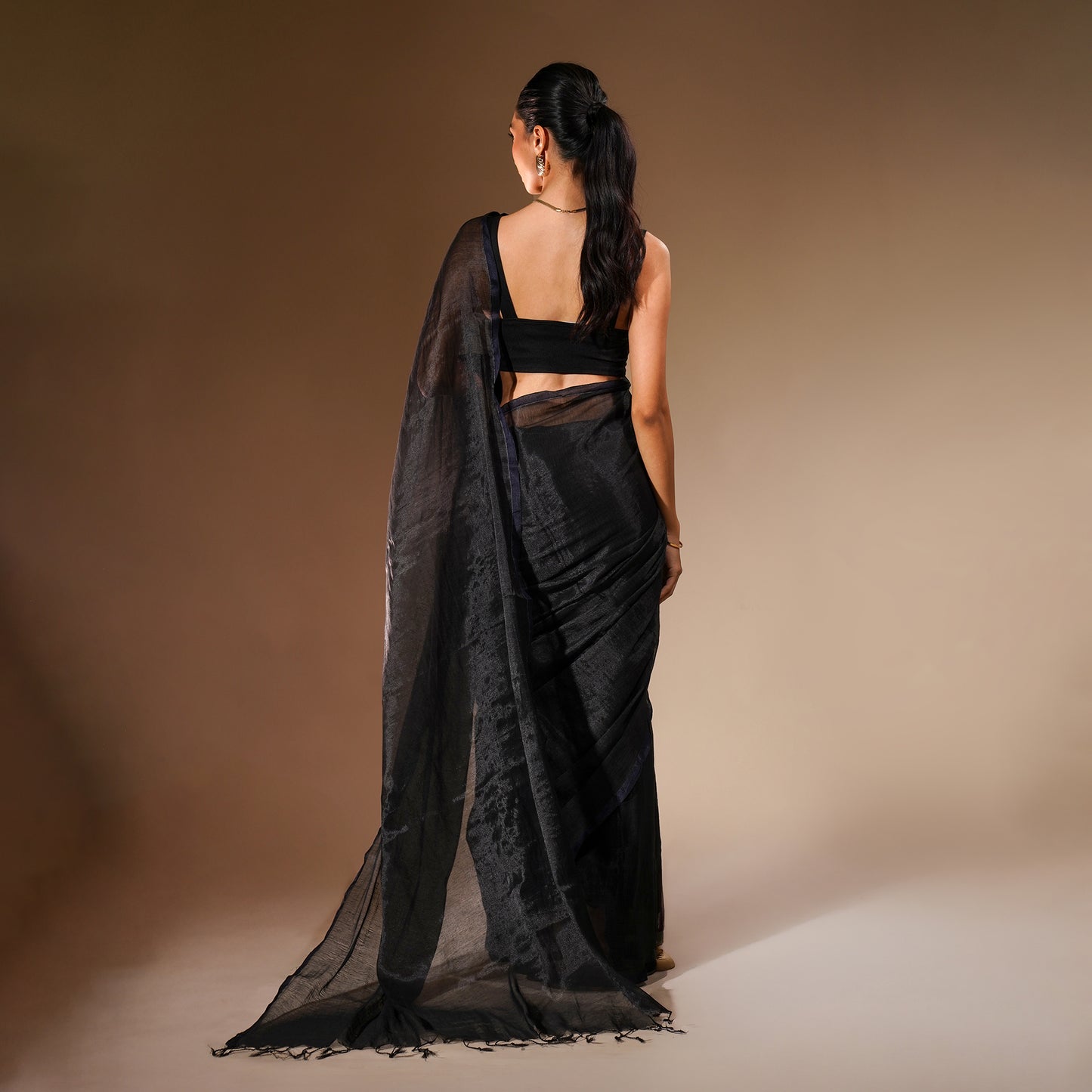 Raatri Tissue Cotton Saree in Black