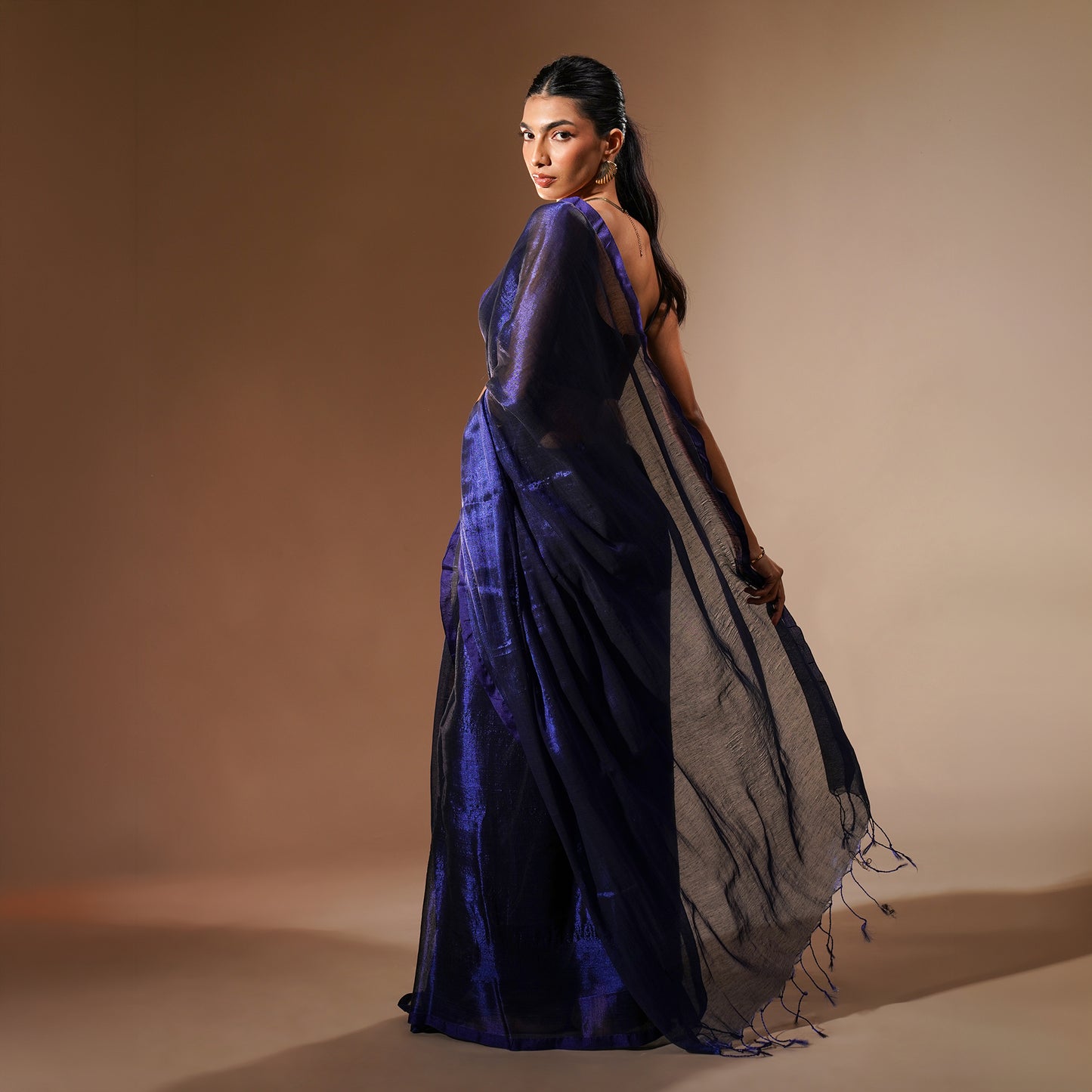 Indra Tissue Cotton Saree in Royal Blue