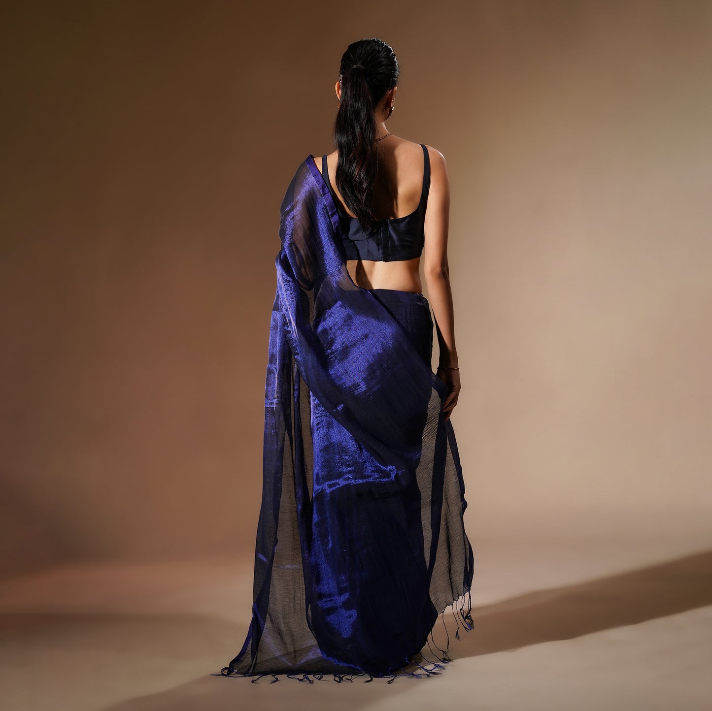 Indra Tissue Cotton Saree in Royal Blue