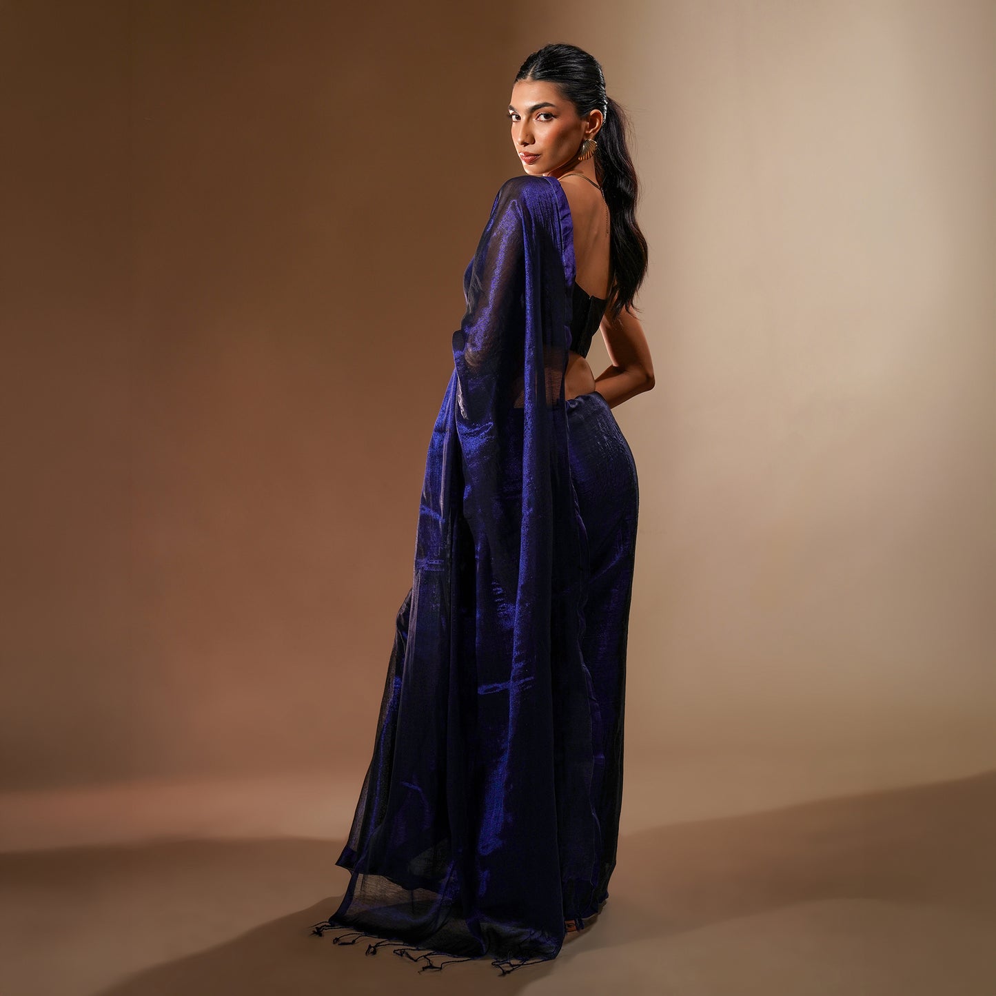 Indra Tissue Cotton Saree in Royal Blue