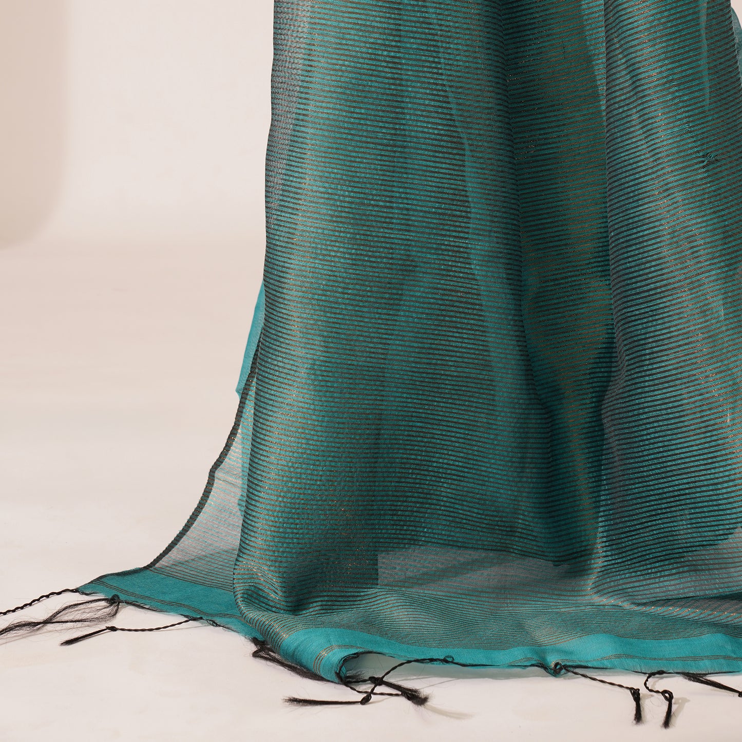 Mor Tissue Linen Saree in Deep Teal | With Blouse Piece